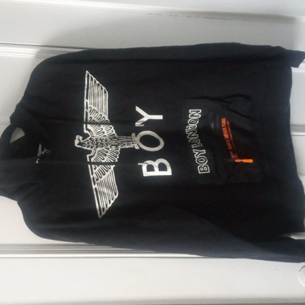 Rare Vintage BOY London Black Hoodie with Front Pocket sz.Lrg.